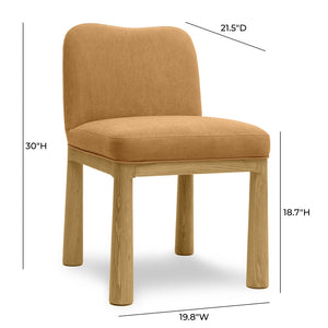 TOV Furniture Tiara Performance Velvet Dining Chair - Stylish Mid-Century Comfort with Durable Oak Accents Cognac TOV-D69036