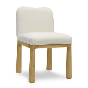 TOV Furniture Tiara Performance Velvet Dining Chair - Stylish Mid-Century Comfort with Durable Oak Accents Cream TOV-D69037