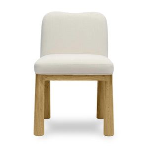 TOV Furniture Tiara Performance Velvet Dining Chair - Stylish Mid-Century Comfort with Durable Oak Accents Cream TOV-D69037