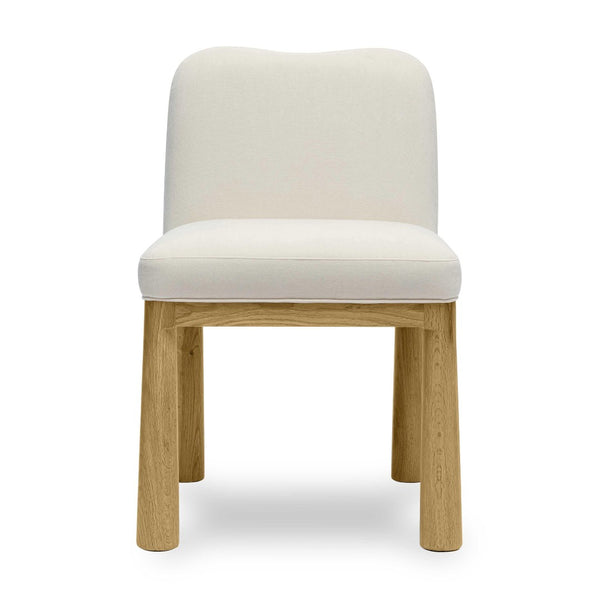 TOV Furniture Tiara Performance Velvet Dining Chair - Stylish Mid-Century Comfort with Durable Oak Accents Cream TOV-D69037
