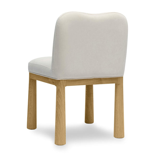 TOV Furniture Tiara Performance Velvet Dining Chair - Stylish Mid-Century Comfort with Durable Oak Accents Cream TOV-D69037