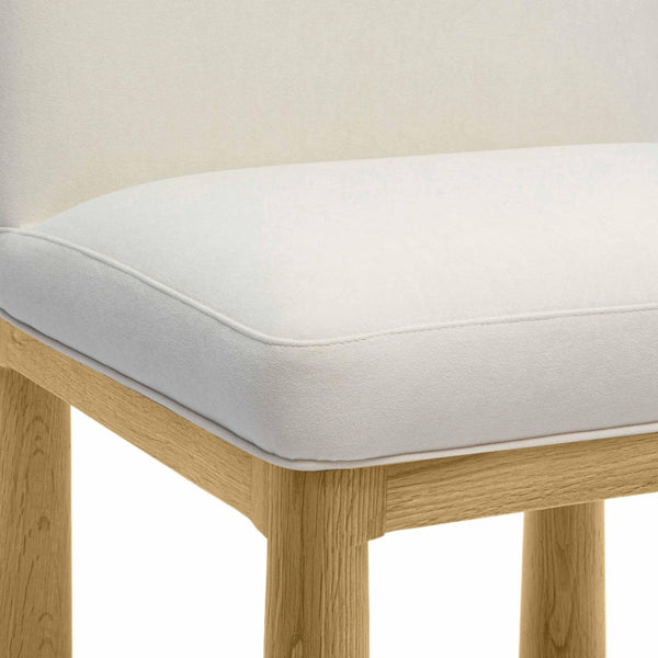 TOV Furniture Tiara Performance Velvet Dining Chair - Stylish Mid-Century Comfort with Durable Oak Accents Cream TOV-D69037