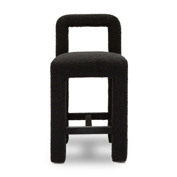 TOV Furniture Hazel Boucle Counter Stool - Modern Minimalist Design with Comfortable Upholstery for Everyday Use Black TOV-D69040
