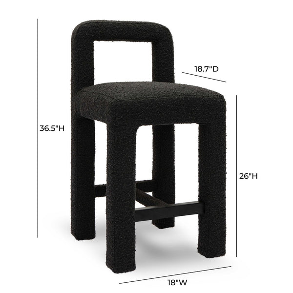 TOV Furniture Hazel Boucle Counter Stool - Modern Minimalist Design with Comfortable Upholstery for Everyday Use Black TOV-D69040