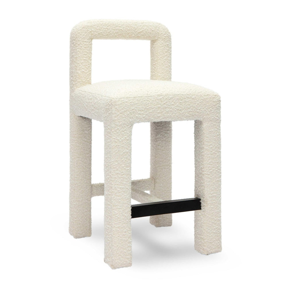 TOV Furniture Hazel Boucle Counter Stool - Modern Minimalist Design with Comfortable Upholstery for Everyday Use Cream TOV-D69041