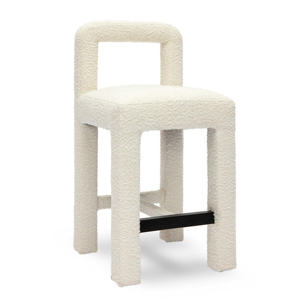 TOV Furniture Hazel Boucle Counter Stool - Modern Minimalist Design with Comfortable Upholstery for Everyday Use Cream TOV-D69041