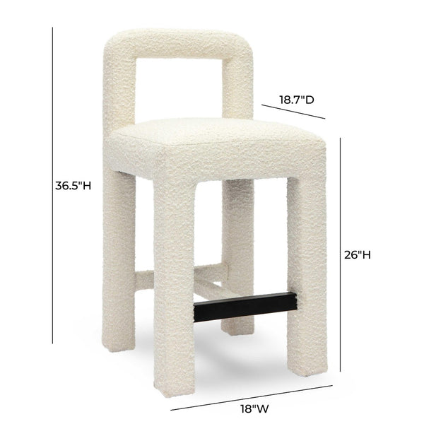 TOV Furniture Hazel Boucle Counter Stool - Modern Minimalist Design with Comfortable Upholstery for Everyday Use Cream TOV-D69041