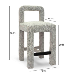 TOV Furniture Hazel Boucle Counter Stool - Modern Minimalist Design with Comfortable Upholstery for Everyday Use Grey TOV-D69042