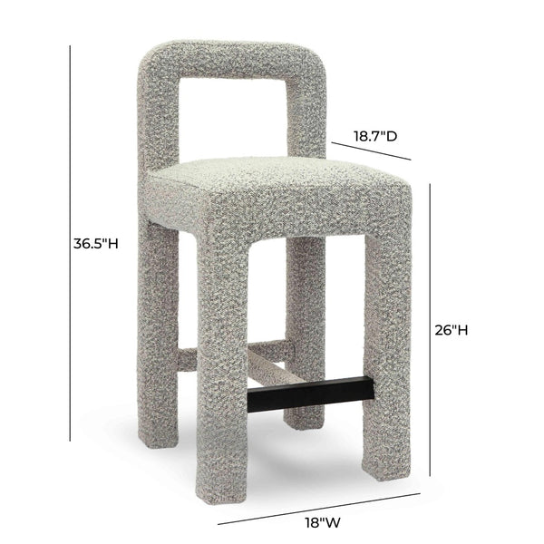 TOV Furniture Hazel Boucle Counter Stool - Modern Minimalist Design with Comfortable Upholstery for Everyday Use Grey TOV-D69042