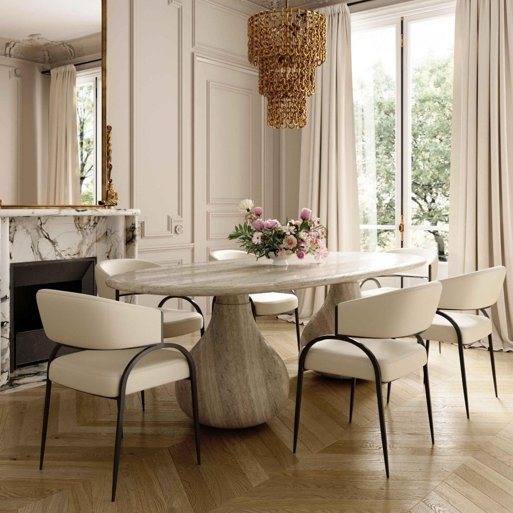 TOV Furniture Tatum Performance Vegan Leather Dining Chair - Stylish, Durable Seating for Modern Dining Spaces Cream TOV-D69051