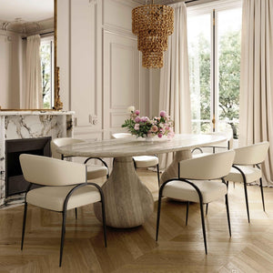 TOV Furniture Tatum Performance Vegan Leather Dining Chair - Stylish, Durable Seating for Modern Dining Spaces Cream TOV-D69051