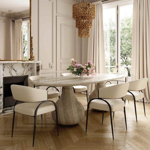 TOV Furniture Tatum Performance Vegan Leather Dining Chair - Stylish, Durable Seating for Modern Dining Spaces Cream TOV-D69051