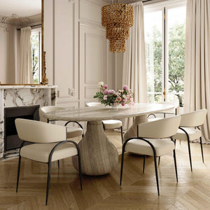 Tov Furniture Tatum Dining Chair – Chic Vegan Leather Design With Antique Bronze Frame For Modern Dining Spaces Cream Fabric,Foam,Plywood,Polyester,Stainless Steel Tov-d69051