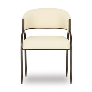 Tov Furniture Tatum Dining Chair – Chic Vegan Leather Design With Antique Bronze Frame For Modern Dining Spaces Cream Fabric,Foam,Plywood,Polyester,Stainless Steel Tov-d69051