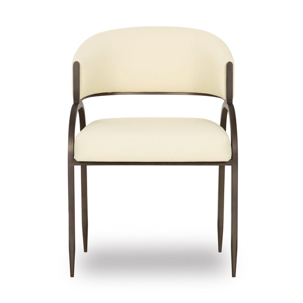 Tov Furniture Tatum Dining Chair – Chic Vegan Leather Design With Antique Bronze Frame For Modern Dining Spaces Cream Fabric,Foam,Plywood,Polyester,Stainless Steel Tov-d69051