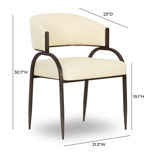 Tov Furniture Tatum Dining Chair – Chic Vegan Leather Design With Antique Bronze Frame For Modern Dining Spaces Cream Fabric,Foam,Plywood,Polyester,Stainless Steel Tov-d69051