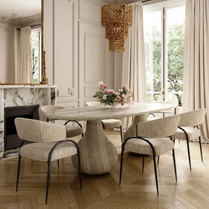 TOV Furniture Tatum Taupe Boucle Dining Chair - Stylish Art Deco Design, Easy-Care Upholstery & Durable Frame TOV-D69053