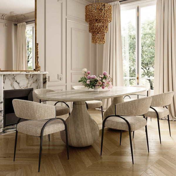 Tov Furniture Tatum Dining Chair – Chic Vegan Leather Design With Antique Bronze Frame For Modern Dining Spaces Taupe Fabric,Foam,Plywood,Polyester,Stainless Steel Tov-d69053