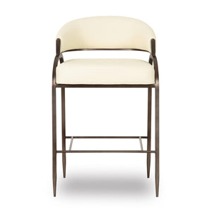 TOV Furniture Tatum Performance Vegan Leather Counter Stool - Elegant Art Deco Style for Modern Kitchens & Bars Cream TOV-D69054
