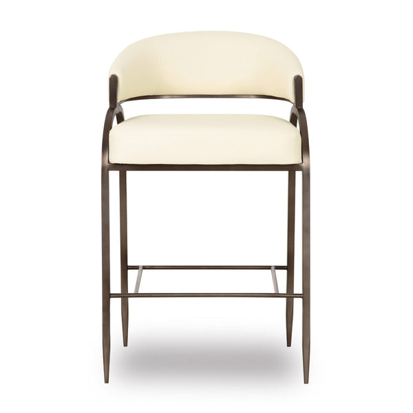 TOV Furniture Tatum Performance Vegan Leather Counter Stool - Elegant Art Deco Style for Modern Kitchens & Bars Cream TOV-D69054