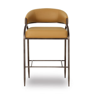 TOV Furniture Tatum Performance Vegan Leather Counter Stool - Elegant Art Deco Style for Modern Kitchens & Bars Tan TOV-D69055