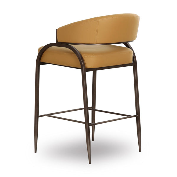 TOV Furniture Tatum Performance Vegan Leather Counter Stool - Elegant Art Deco Style for Modern Kitchens & Bars Tan TOV-D69055