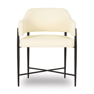 TOV Furniture Sezanne Vegan Leather Dining Chair - Art Deco Elegance with Comfort and Durable Style for Modern Spaces Cream TOV-D69057