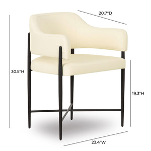 TOV Furniture Sezanne Vegan Leather Dining Chair - Art Deco Elegance with Comfort and Durable Style for Modern Spaces Cream TOV-D69057