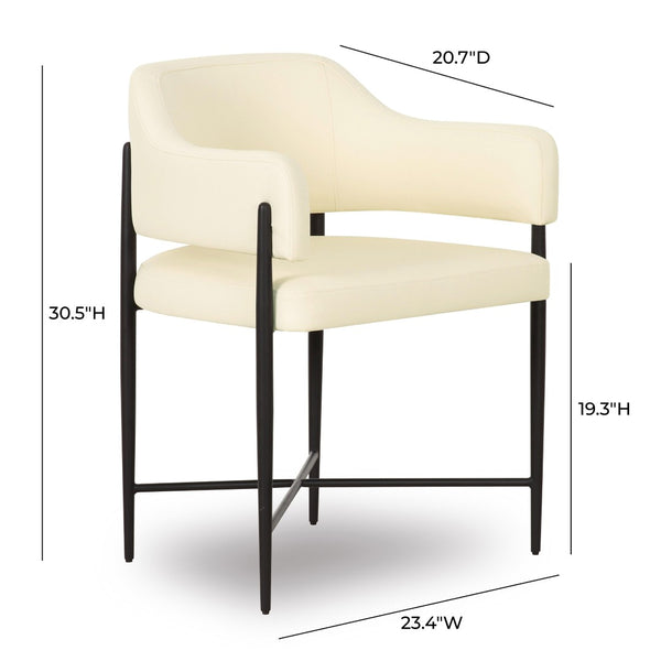 TOV Furniture Sezanne Vegan Leather Dining Chair - Art Deco Elegance with Comfort and Durable Style for Modern Spaces Cream TOV-D69057