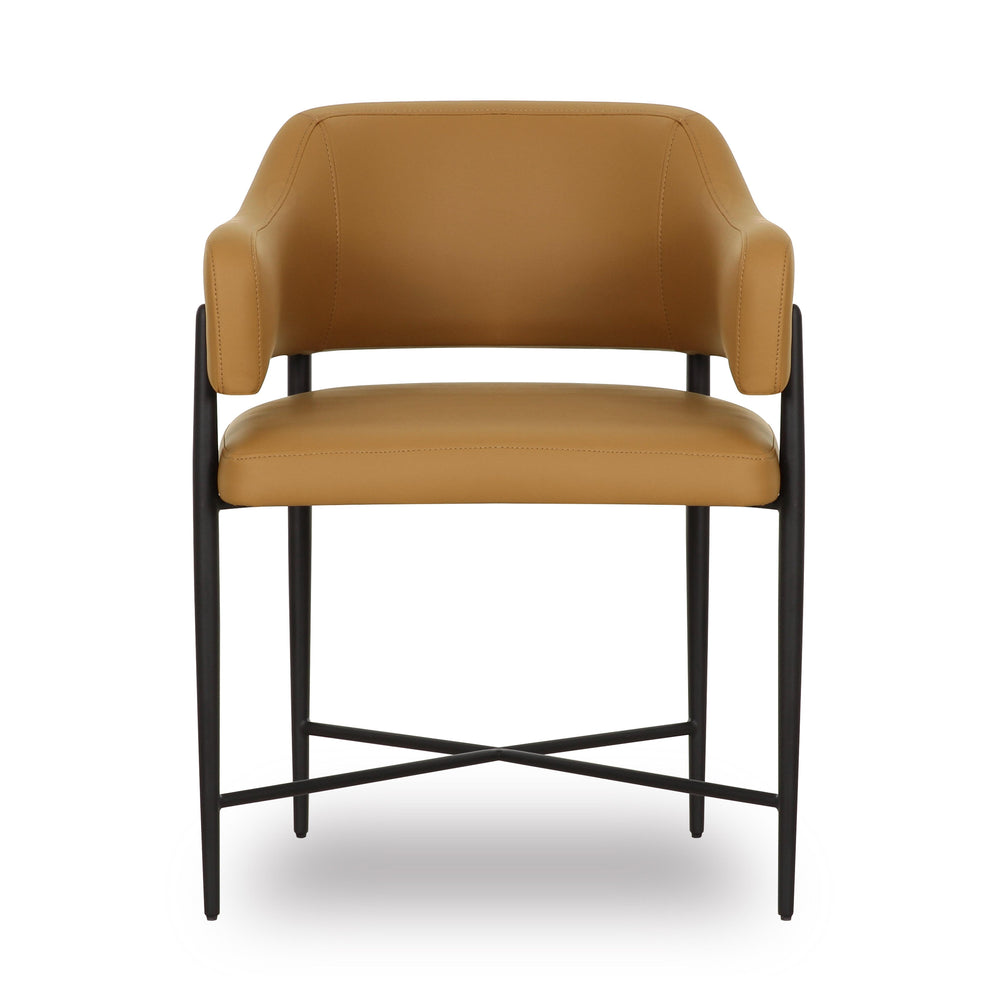 Tov Furniture Sezanne Dining Chair - Stylish Vegan Leather With Art Deco Flair, Ideal For Modern Dining Spaces Tan Iron,Pu,Plywood Tov-d69058