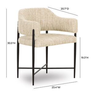 Tov Furniture Sezanne Taupe Textured Boucle Dining Chair - Art Deco Style With Vegan Leather & Easy-clean Fabric Taupe Boucle,Iron,Plywood Tov-d69059