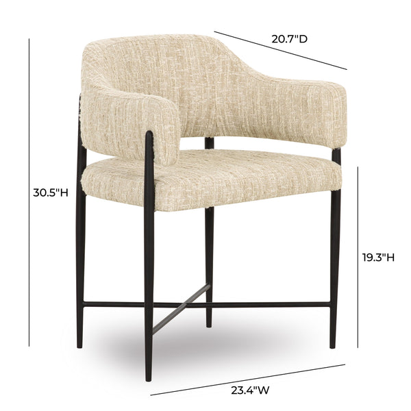 Tov Furniture Sezanne Taupe Textured Boucle Dining Chair - Art Deco Style With Vegan Leather & Easy-clean Fabric Taupe Boucle,Iron,Plywood Tov-d69059