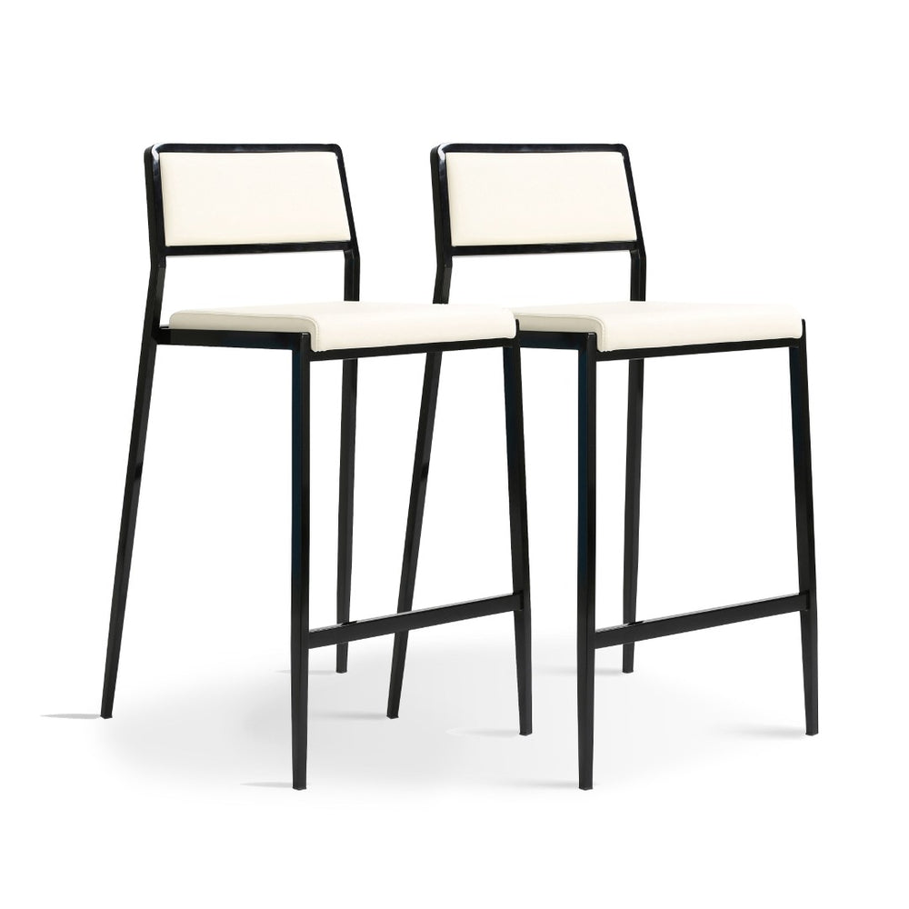 TOV Furniture Gale Performance Vegan Leather Stackable Stool Set - Modern Design for Kitchen & Bar Spaces Cream TOV-D69066
