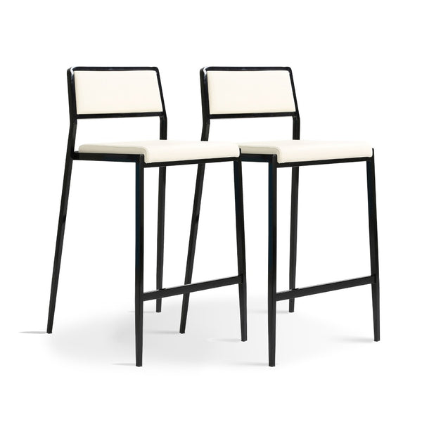 TOV Furniture Gale Performance Vegan Leather Stackable Stool Set - Modern Design for Kitchen & Bar Spaces Cream TOV-D69066