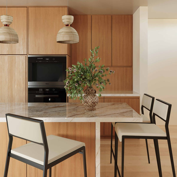 TOV Furniture Gale Performance Vegan Leather Stackable Stool Set - Modern Design for Kitchen & Bar Spaces Cream TOV-D69066