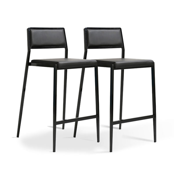 TOV Furniture Gale Performance Vegan Leather Stackable Stool Set - Modern Design for Kitchen & Bar Spaces Black TOV-D69067