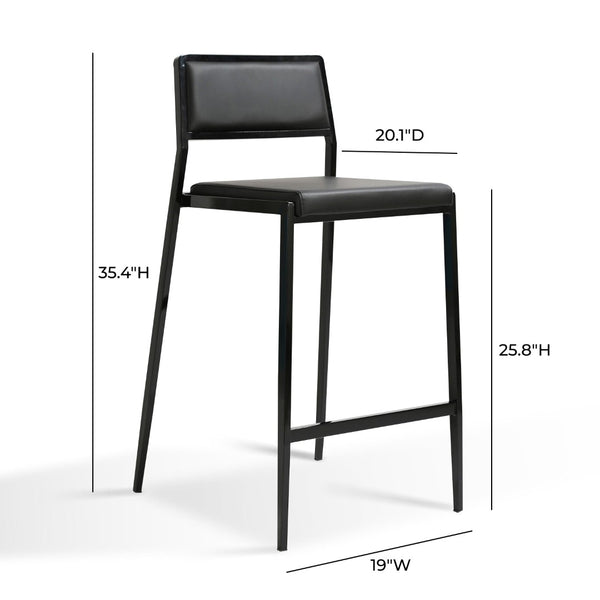 TOV Furniture Gale Performance Vegan Leather Stackable Stool Set - Modern Design for Kitchen & Bar Spaces Black TOV-D69067