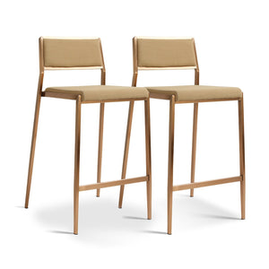 TOV Furniture Gale Stackable Stool Set of 2 - Modern Tan Basketweave Design for Space-Saving Comfort & Style TOV-D69068