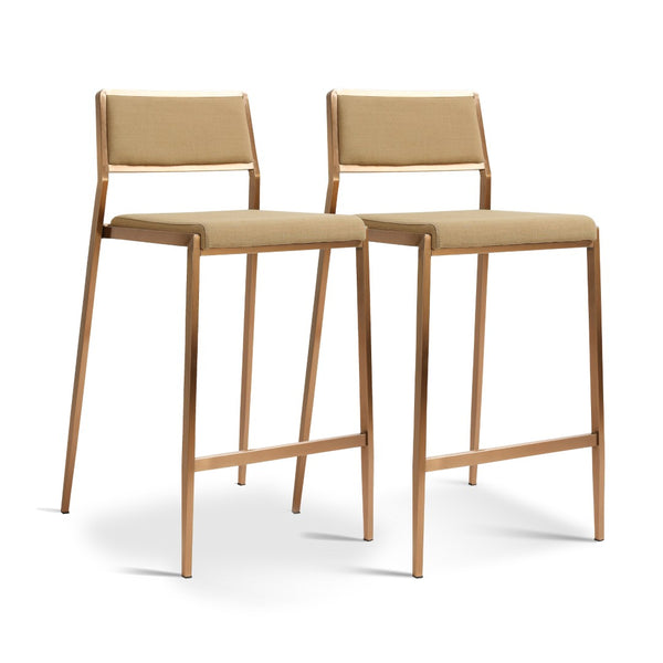 TOV Furniture Gale Stackable Stool Set of 2 - Modern Tan Basketweave Design for Space-Saving Comfort & Style TOV-D69068