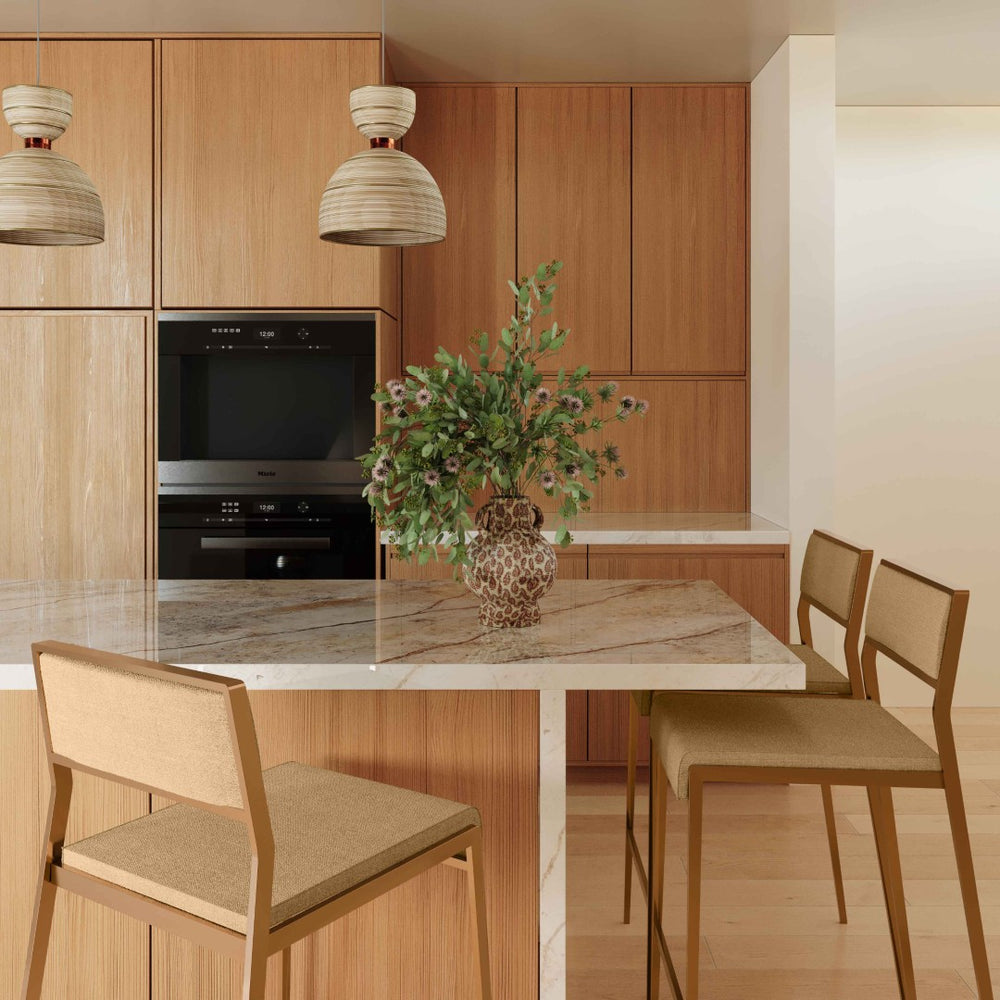 TOV Furniture Gale Stackable Stool Set of 2 - Modern Tan Basketweave Design for Space-Saving Comfort & Style TOV-D69068