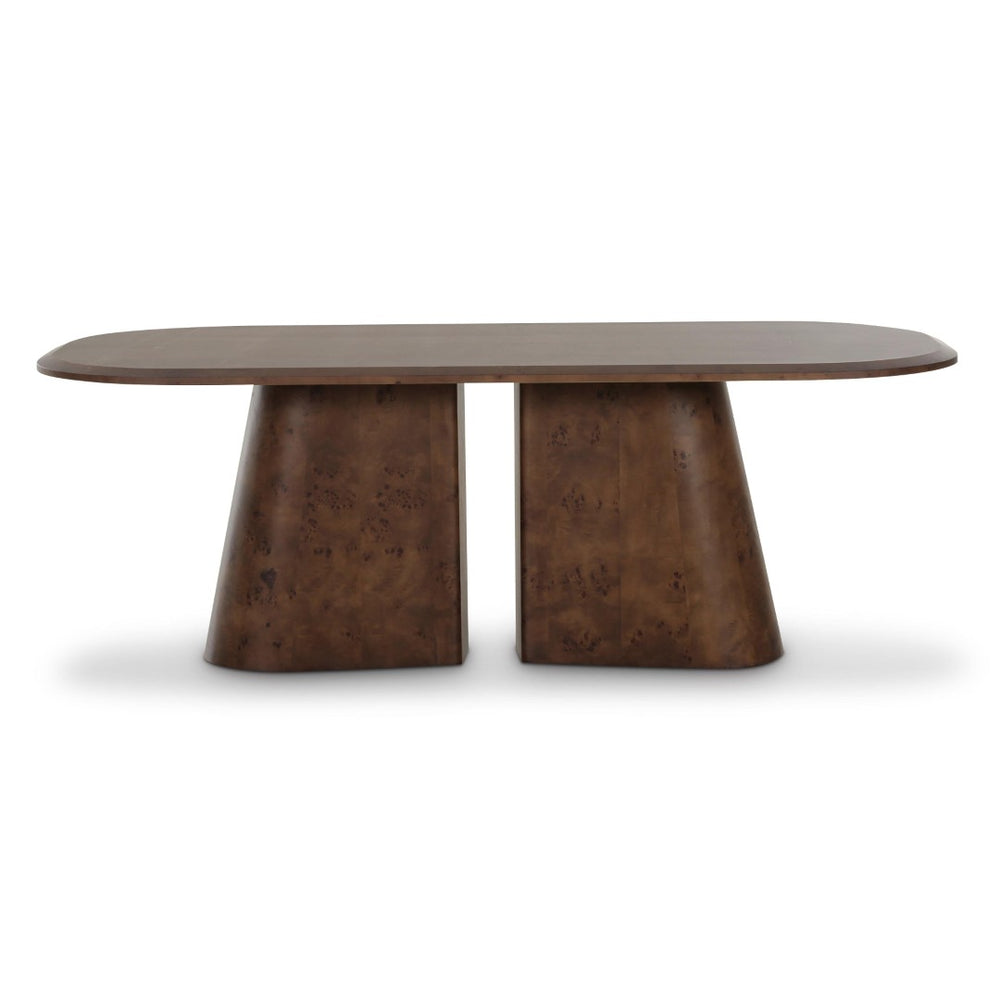 TOV Furniture Gladyss 87" Brown Burl Oval Dining Table - Elegant, Durable Centerpiece for Stylish Gatherings & Meals TOV-D69081