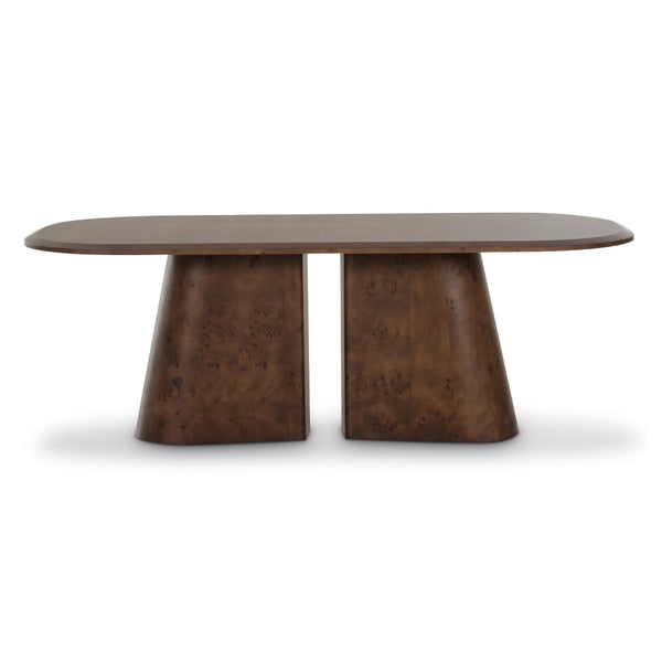 TOV Furniture Gladyss 87" Brown Burl Oval Dining Table - Elegant, Durable Centerpiece for Stylish Gatherings & Meals TOV-D69081