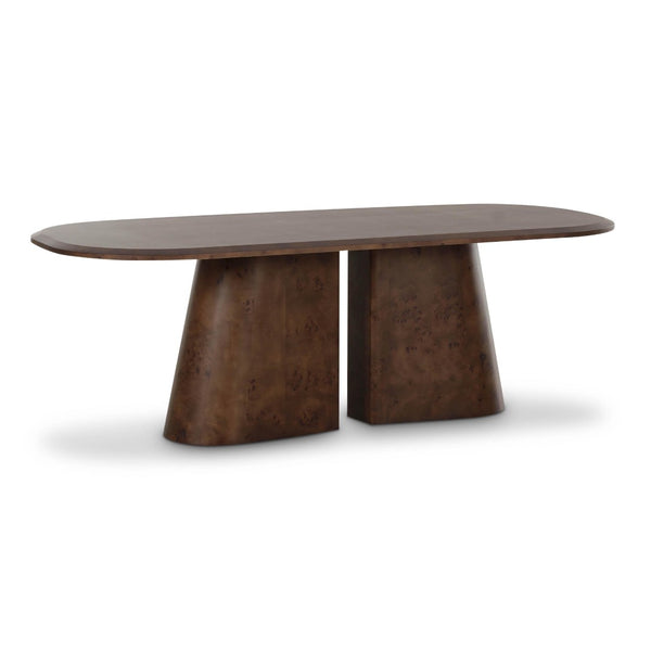 TOV Furniture Gladyss 87" Brown Burl Oval Dining Table - Elegant, Durable Centerpiece for Stylish Gatherings & Meals TOV-D69081