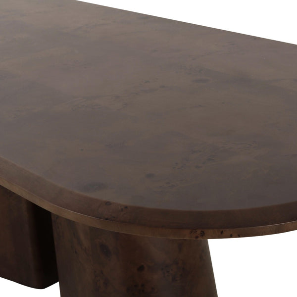 TOV Furniture Gladyss 87" Brown Burl Oval Dining Table - Elegant, Durable Centerpiece for Stylish Gatherings & Meals TOV-D69081