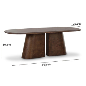 TOV Furniture Gladyss 87" Brown Burl Oval Dining Table - Elegant, Durable Centerpiece for Stylish Gatherings & Meals TOV-D69081
