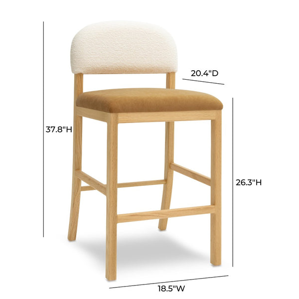 TOV Furniture Calla Performance Velvet Counter Stool - Elegant Design with Plush Seating for Stylish Comfort Cognac TOV-D69105