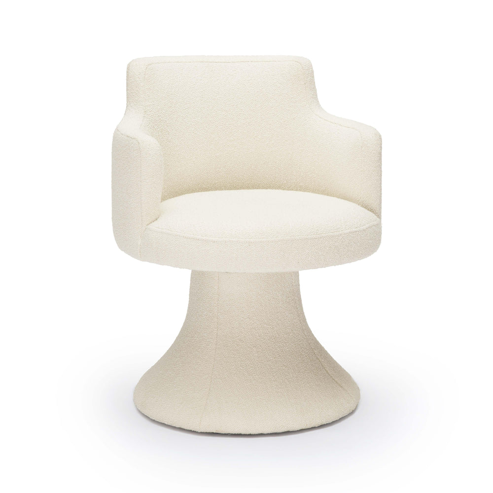 Tov Furniture Jeffree Cream Performance Boucle Swivel Dining Chair - Retro Charm Meets Ultimate Comfort & Style Cream Boucle,Plywood Tov-d69124