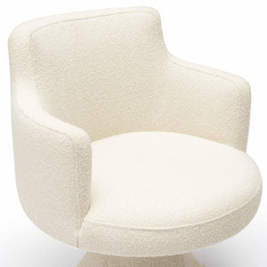 Tov Furniture Jeffree Cream Performance Boucle Swivel Dining Chair - Retro Charm Meets Ultimate Comfort & Style Cream Boucle,Plywood Tov-d69124