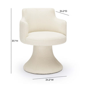 Tov Furniture Jeffree Cream Performance Boucle Swivel Dining Chair - Retro Charm Meets Ultimate Comfort & Style Cream Boucle,Plywood Tov-d69124