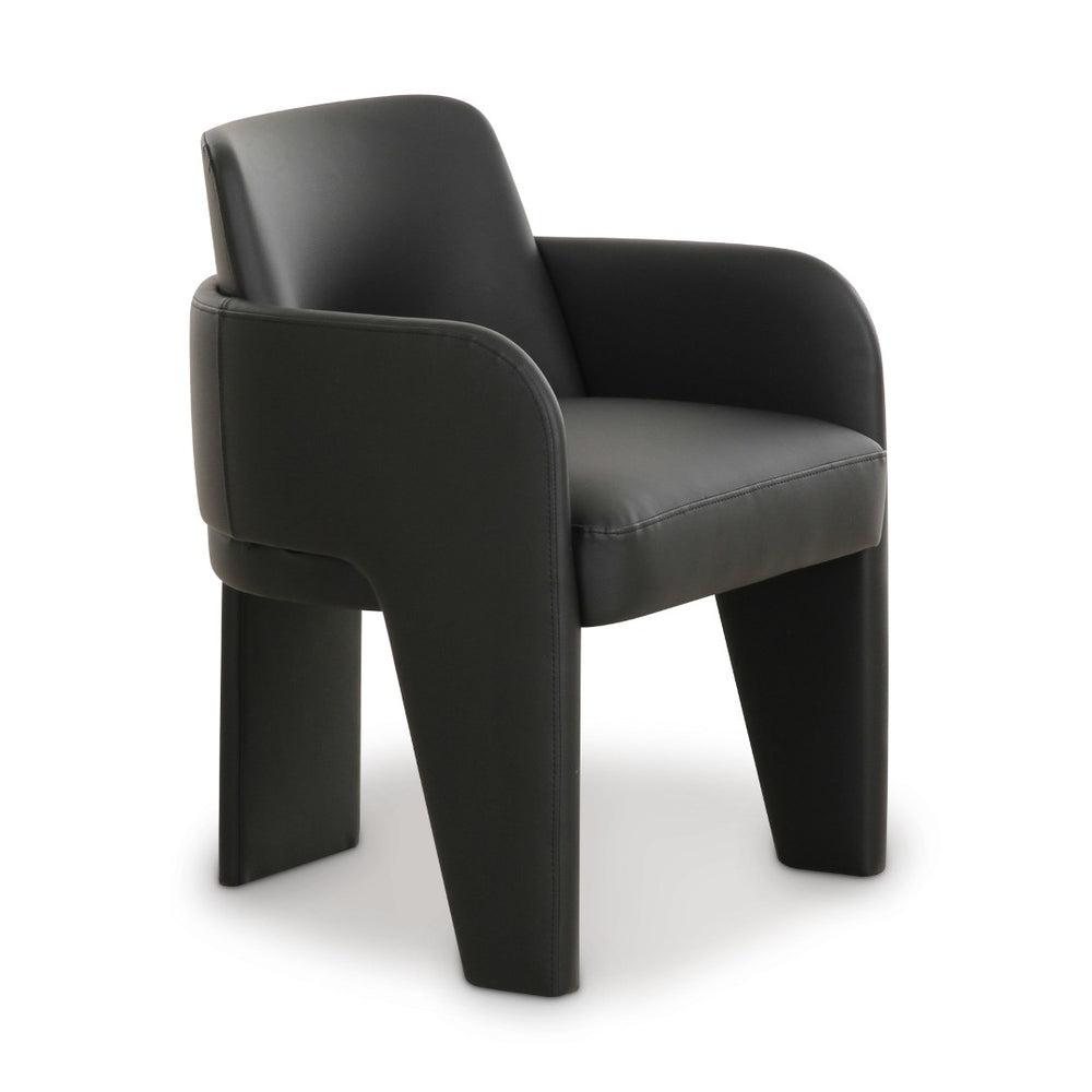 TOV Furniture Leo Performance Vegan Leather Dining Chair - Luxurious, Easy-Clean Seating with Retro Flair & Durability Black TOV-D69151